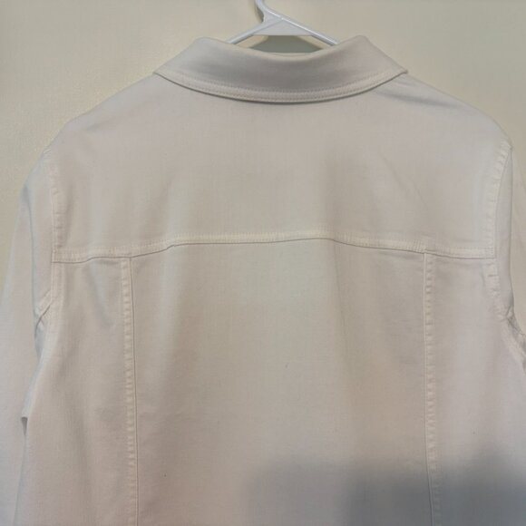 Talbots Women's Plus L/S Classic Button-Front Denim Jean Jacket 1X White Pockets - Picture 6 of 10